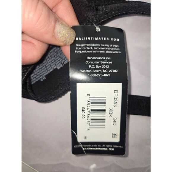 Bali Lift Womens Size 34D Black Underwire Bra - Picture 5 of 6